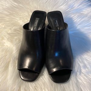 Lafayette 148 Black Wedge Sandals Size 5.5